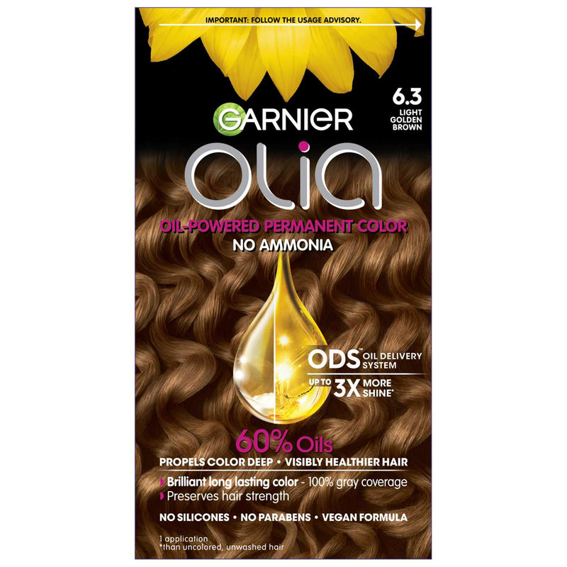 Garnier Garnier Olia Oil Powered Permanent Hair Color - 6.3 Light Golden Brown Hair Color Black