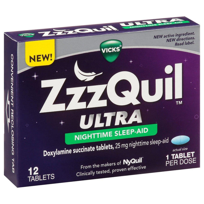ZzzQuil ZzzQuil Ultra 25 Mg Nighttime Sleep Aid 12 Tablets Health & Beauty White Smoke