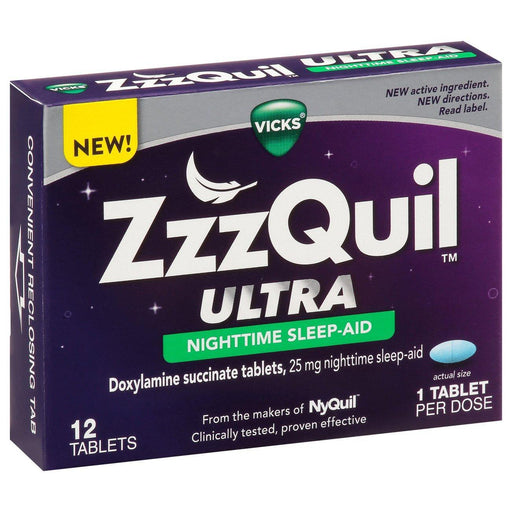 ZzzQuil ZzzQuil Ultra 25 Mg Nighttime Sleep Aid 12 Tablets Health & Beauty White Smoke
