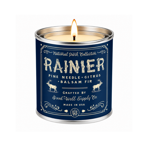 Good & Well Supply Co Mount Rainier National Park Candle Candles White Smoke Half Pint / 8oz / Cotton Wick,Pint / 14oz / Cotton Wick