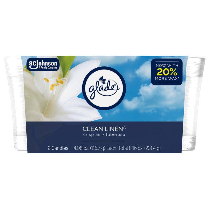 Glade Glade Single Wick Candles, Clean Linen, 8.16 Oz Candles White Smoke