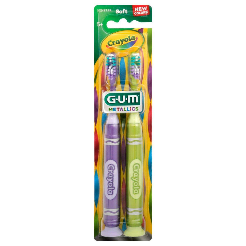 GUM GUM Crayola Toothbrushes, Soft, Metallics Toothbrushes Dark Khaki