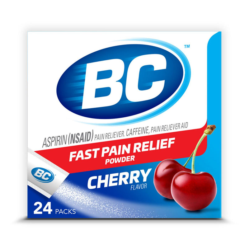 BC BC Powder Cherry Pain Reliever – Fast-Acting 845mg Aspirin & 65mg Caffeine – 24 Individual Stick Packs Medicine & Drugs White Smoke