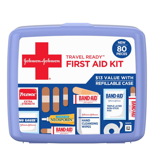 Johnson & Johnson Johnson & Johnson Travel Ready First Aid Kit 80 Pc First Aid White Smoke