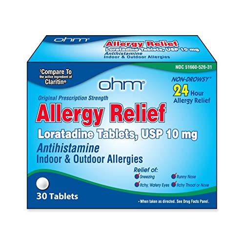 Ohm Ohm Loratadine 10 mg – 24 Hour Allergy Relief (30 Tablets) Health Care Pale Turquoise