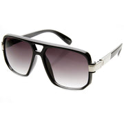 zeroUV Retro 1980's Fashion Disco Square Aviator Sunglasses 9260 Sunglasses White Smoke Black Silver