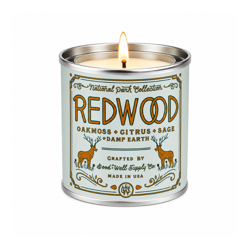 Good & Well Supply Co Redwood National Park Candle Candles White Smoke Half Pint / 8oz / Cotton Wick,Pint / 14oz / Cotton Wick