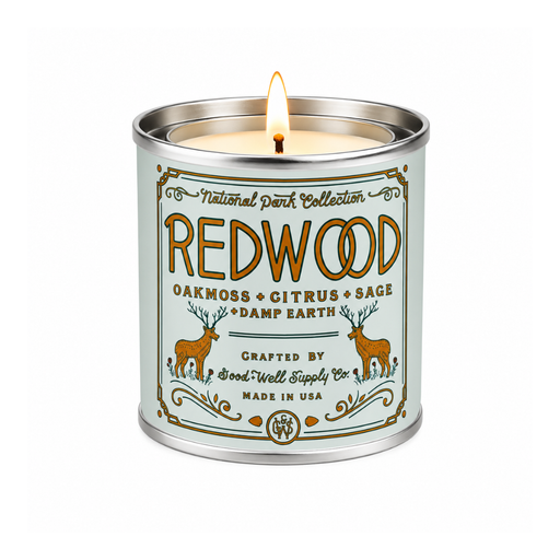 Good & Well Supply Co Redwood National Park Candle Candles White Smoke Half Pint / 8oz / Cotton Wick,Pint / 14oz / Cotton Wick