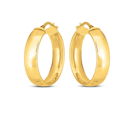 Bids.com 14k Yellow Gold Wedding Band Hoops (6x25mm) Earrings White Smoke Yellow Gold