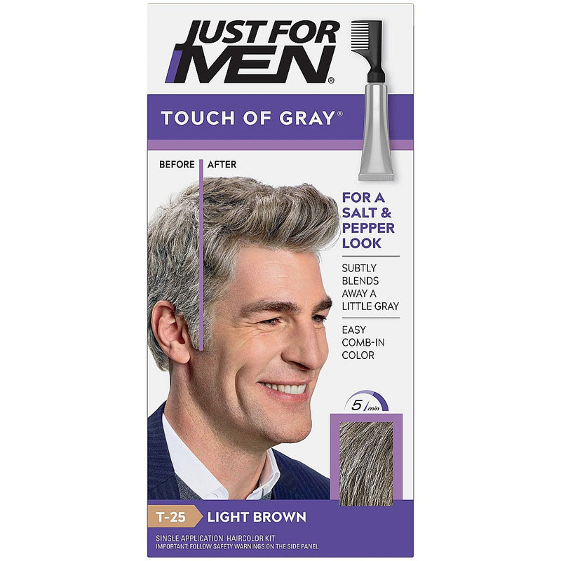 Just For Men Just For Men Touch Of Gray Hair Treatment Color, Light Brown T-25 Hair Color White Smoke