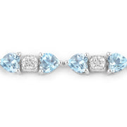 Bids.com 11.10 Carat Genuine Blue Topaz and White Diamond .925 Sterling Silver Bracelet Bracelets White Smoke size 7.25