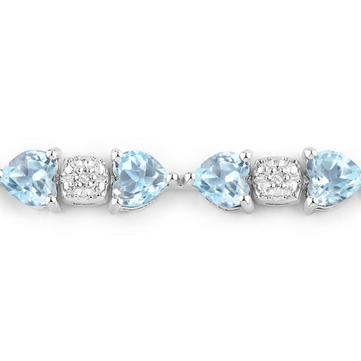 Bids.com 11.10 Carat Genuine Blue Topaz and White Diamond .925 Sterling Silver Bracelet Bracelets White Smoke size 7.25