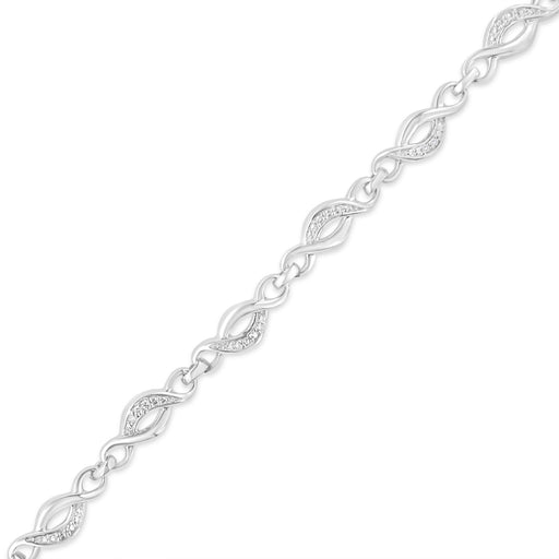 Bids.com .925 Sterling Silver Prong Set Diamond Accent Curved Spiral Link Bracelet (I-J Color, I3 Clarity) - 7.25" Bracelets White Smoke White.Sterling Silver / 7.25