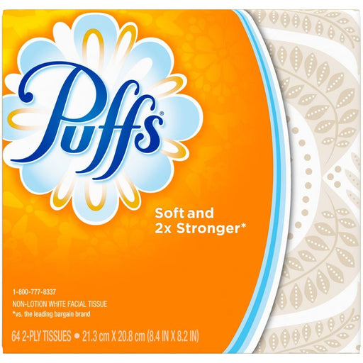 Puffs Puffs Facial Tissue, White, 1 Cube, 64 Sheets Facial Tissues Dark Orange