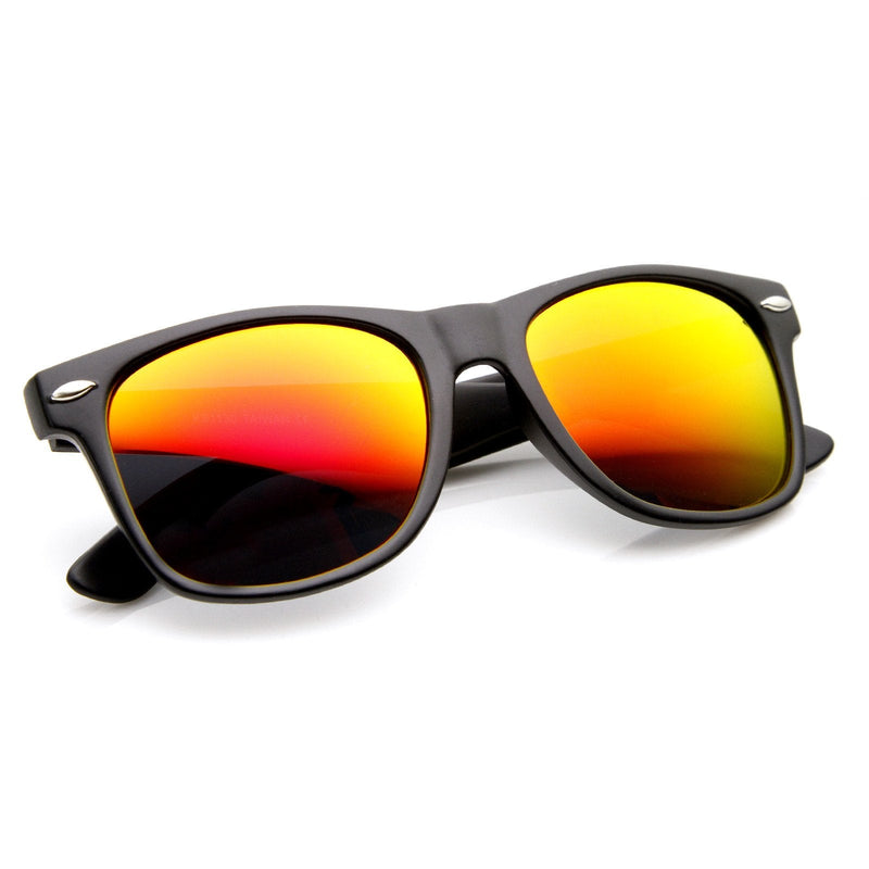 zeroUV Retro Matte Black Horned Rim Flash Colored Lens Sunglasses 58mm 8025 Sunglasses White Smoke Black Fire,Black Green,Black Ice,Black Magenta,Black Midnight,Black Mirror,Black Purple,Black Rainbow,Black Sun,White Rainbow