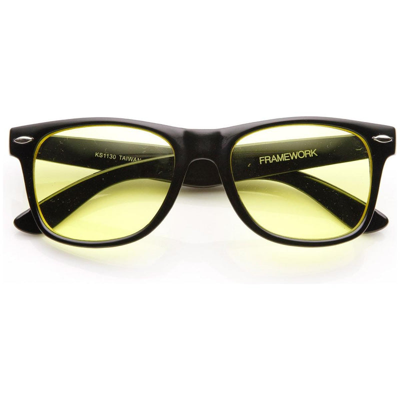 zeroUV Retro Horned Rim Sunglasses With Yellow Driving Lens 8451 Sunglasses White Smoke Black Yellow