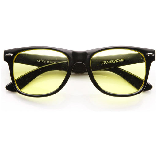 zeroUV Retro Horned Rim Sunglasses With Yellow Driving Lens 8451 Sunglasses White Smoke Black Yellow