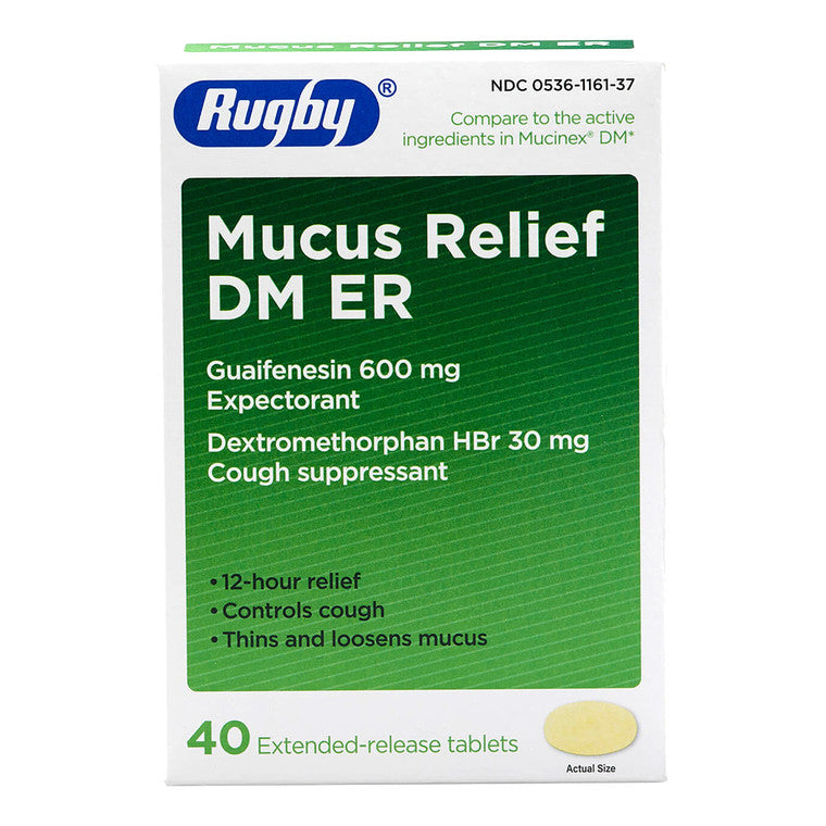 Rugby Mucus Relief Dm Tb 600-30 Mg 40Er Medicine Cabinets Forest Green