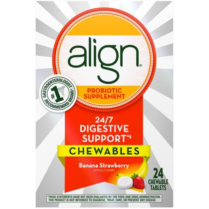 Align Align Probiotic Digestive Support, Chewable Tablets, Banana/Strawberry Vitamins & Supplements White Smoke