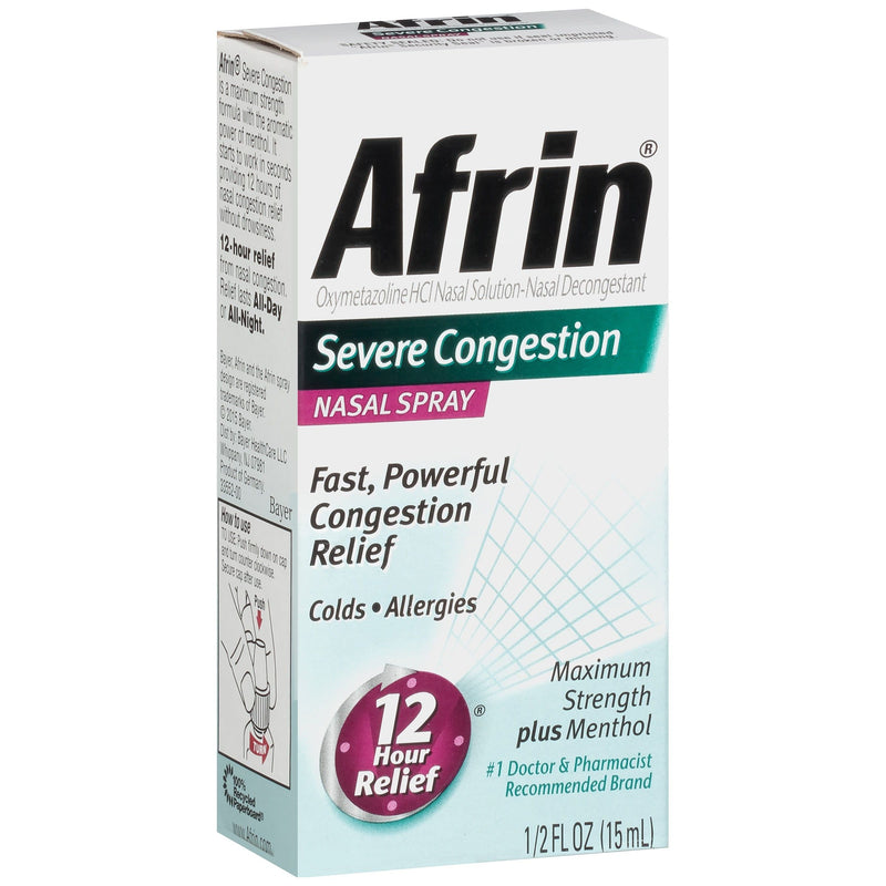 Afrin Afrin Severe Congestion Nasal Spray with Menthol, 0.5 fl oz – 12 Hour Targeted Relief Respiratory Care Lavender