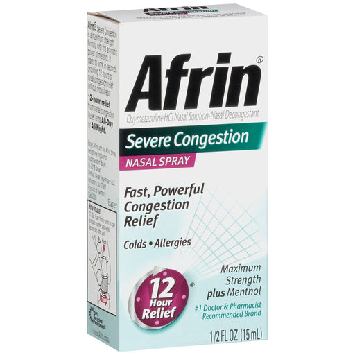 Afrin Afrin Severe Congestion Nasal Spray with Menthol, 0.5 fl oz – 12 Hour Targeted Relief Respiratory Care Lavender