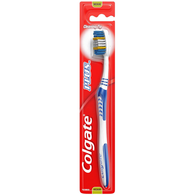 Colgate Colgate Plus Adult Manual Toothbrush, Medium Bristles, Deep Clean Design, 1 Count Toothbrushes Firebrick