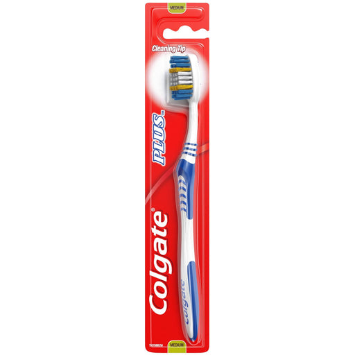 Colgate Colgate Plus Adult Manual Toothbrush, Medium Bristles, Deep Clean Design, 1 Count Toothbrushes Firebrick