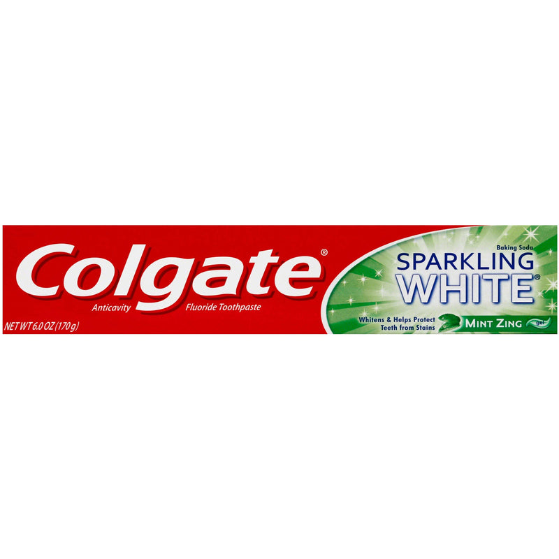 Colgate Colgate Sparkling White Whitening Toothpaste Gel, Mint Zing Flavor, 6 oz (170g) Toothpaste Firebrick