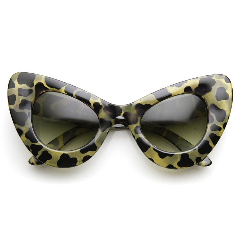 zeroUV Retro Mod Super Trendy Women's Fashion Cat Eye Sunglasses 9233 Sunglasses White Smoke Creme Tortoise