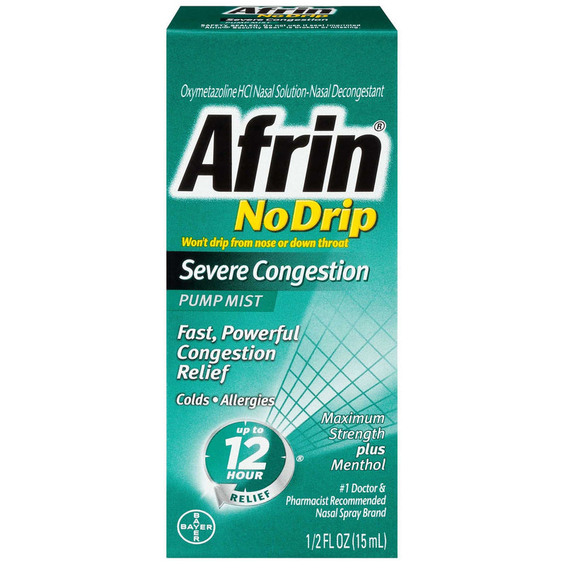 Afrin Afrin No Drip Pump Mist Maximum Strength Plus Menthol Severe Congestion 0.5 Fl Oz Medicine & Drugs Dark Cyan