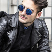 zeroUV Steampunk Mirrored Lens Round Circle Flip Up Frame Sunglasses 8794 Sunglasses Black Black Blue Revo,Silver Blue Revo,Gold Midnight,Gold Purple,Gold Blue