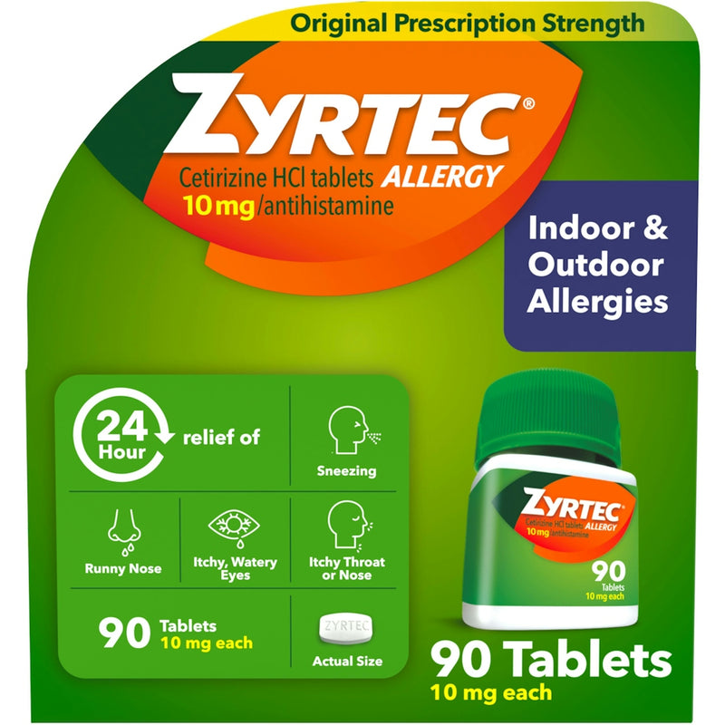 Zyrtec Zyrtec 24 Hour Allergy Relief Tablets With 10 Mg Cetirizine HCl Health & Beauty White Smoke