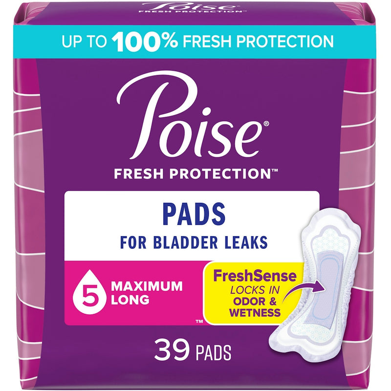 Poise Poise Maximum Absorbency Incontinence Pads, Long Length Menstrual Pads White Smoke