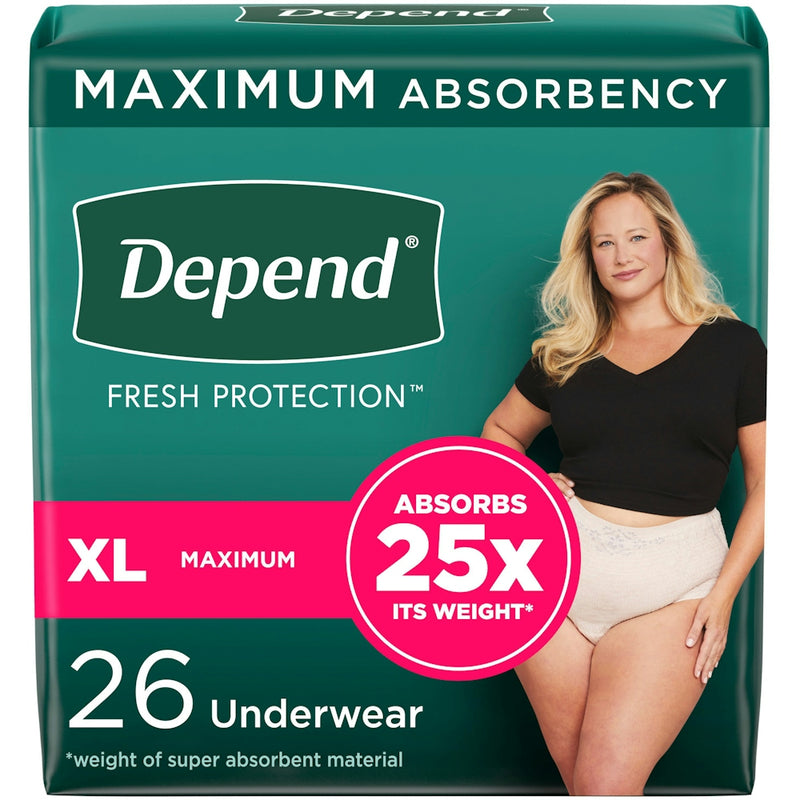 Depend Depend Fresh Protection Incontinence Underwear for Women, XL, 26 Count – Maximum Absorbency Incontinence Aids Sea Green