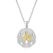 Bids.com Designer Sterling Silver and 14k Yellow Gold Sand Dollar Pendant Pendants White Smoke Yellow Gold & Sterling Silver