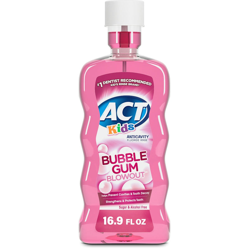 Act Act Kids Bubble Gum Blowout Anticavity Fluoride Rinse, 16.9 Fl Oz Mouthwash White Smoke