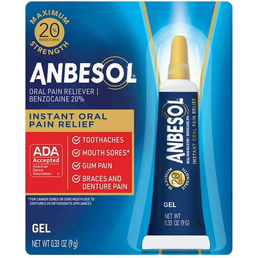 Anbesol Anbesol® Instant Oral Pain Relief – Maximum Strength Gel (0.33 oz) Health & Beauty Dark Cyan