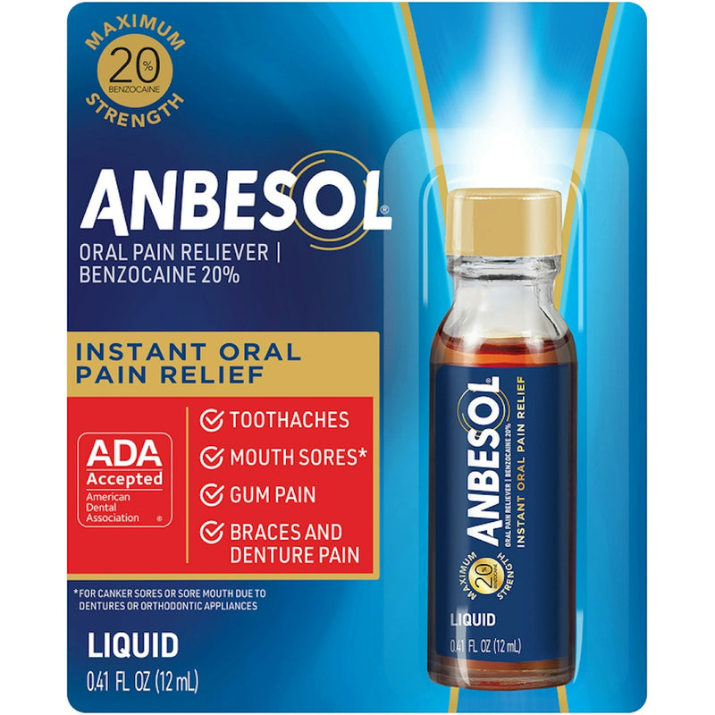 Anbesol Anbesol Instant Oral Pain Relief Maximum Strength Liquid 0.41 Fl Oz Oral Care Dark Cyan
