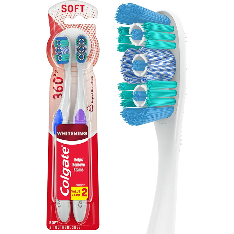 Colgate Colgate Optic White Adult Manual Whitening Toothbrush, Soft 2 Pack Multicolor Toothbrushes White Smoke