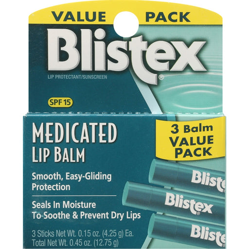 Blistex Blistex Medicated Lip Balm Value Pack, SPF 15, 0.15 Oz Lip Balms & Treatments Dark Slate Gray