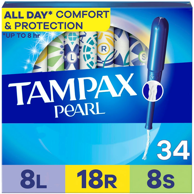 Tampax Tampax Pearl Tampons, Light/Regular/Super Absorbency With LeakGuard Braid, Triple Pack, Unscented Tampons Deep Sky Blue