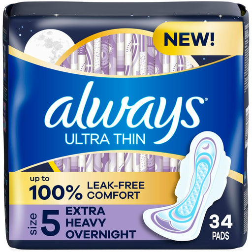Always Always Pads, Ultra Thin, Flexi Wings, Extra Heavy Overnight, Size 5, Jumbo Health & Beauty White Smoke