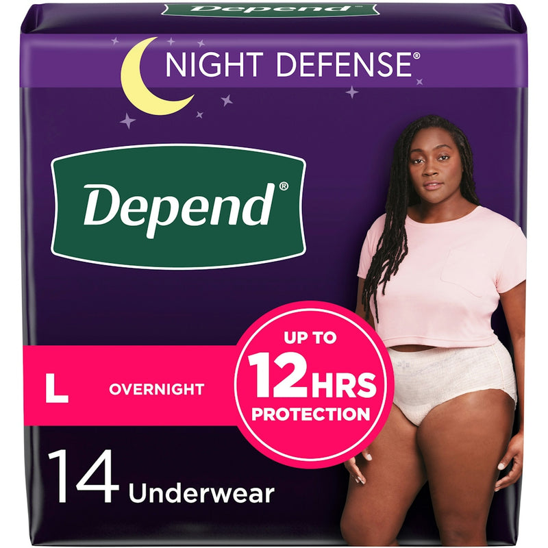 Depend Depend Night Defense Adult Incontinence Underwear For Women, Disposable, Overnight, Large, Blush Incontinence Aids Midnight Blue