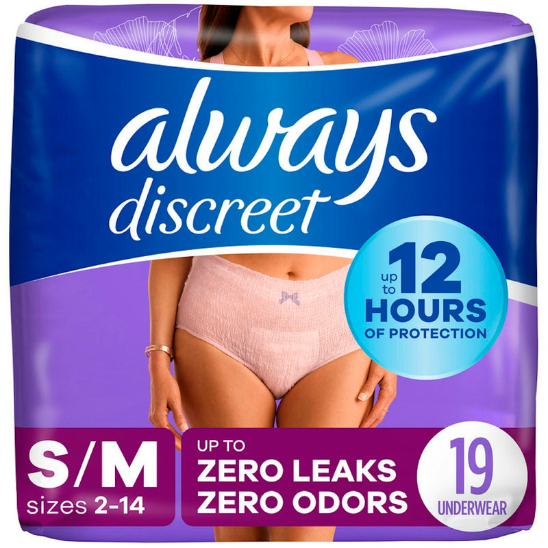 Always Always Discreet Incontinence Underwear for Women, Maximum Absorbency, S/M, 19 Ct Incontinence Aids Midnight Blue