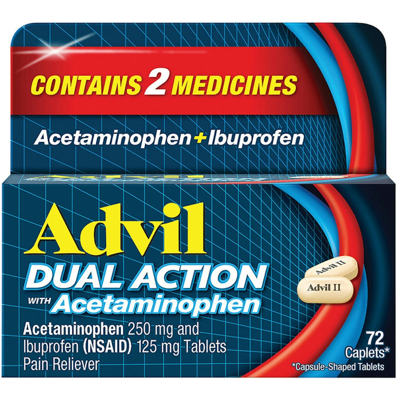 Advil Advil Dual Action Ibuprofen And Acetaminophen Pain Relief Coated Caplets Health & Beauty Midnight Blue