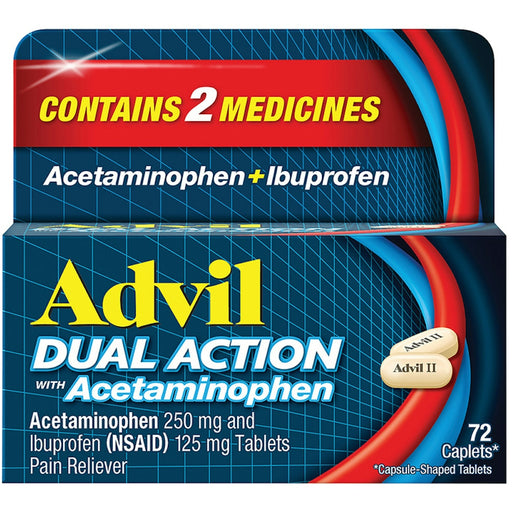 Advil Advil Dual Action Ibuprofen And Acetaminophen Pain Relief Coated Caplets Health & Beauty Midnight Blue