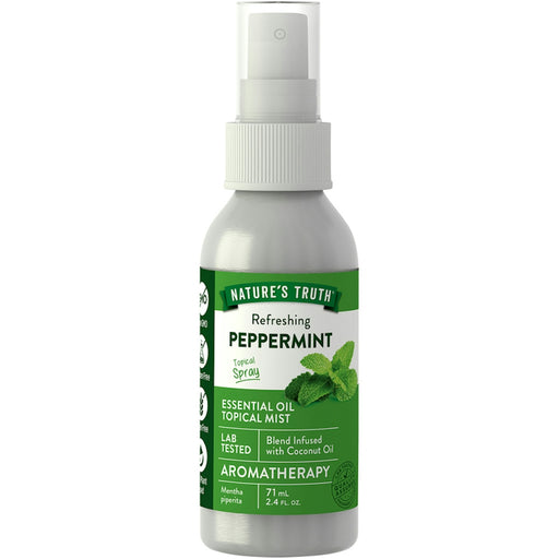 Nature's Truth Nature's Truth Essential Oil Topical Mist, Aromatherapy, Peppermint 2.4 Fl Oz Body Oil White Smoke