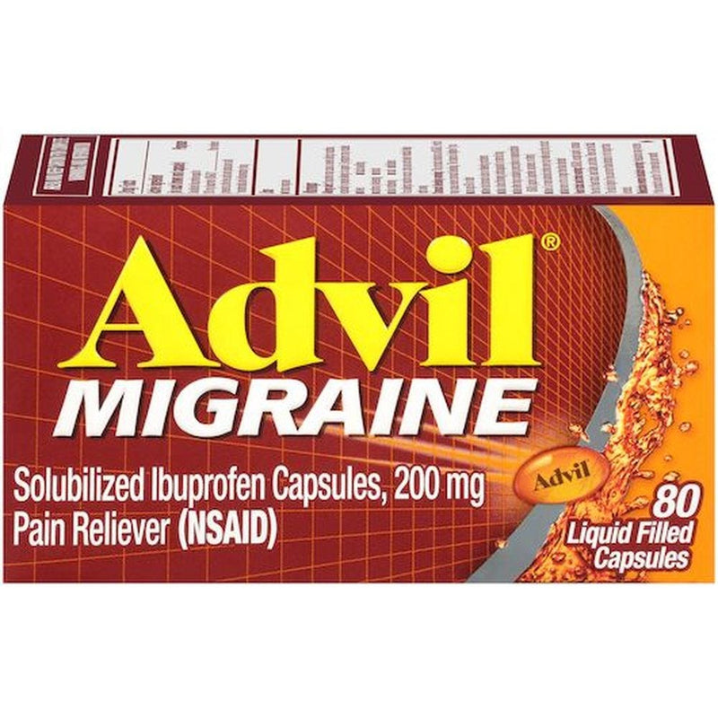 Advil Advil Migraine Pain Reliever 200 Mg Liquid- Filled Capsules 80 Ct Health & Beauty Brown