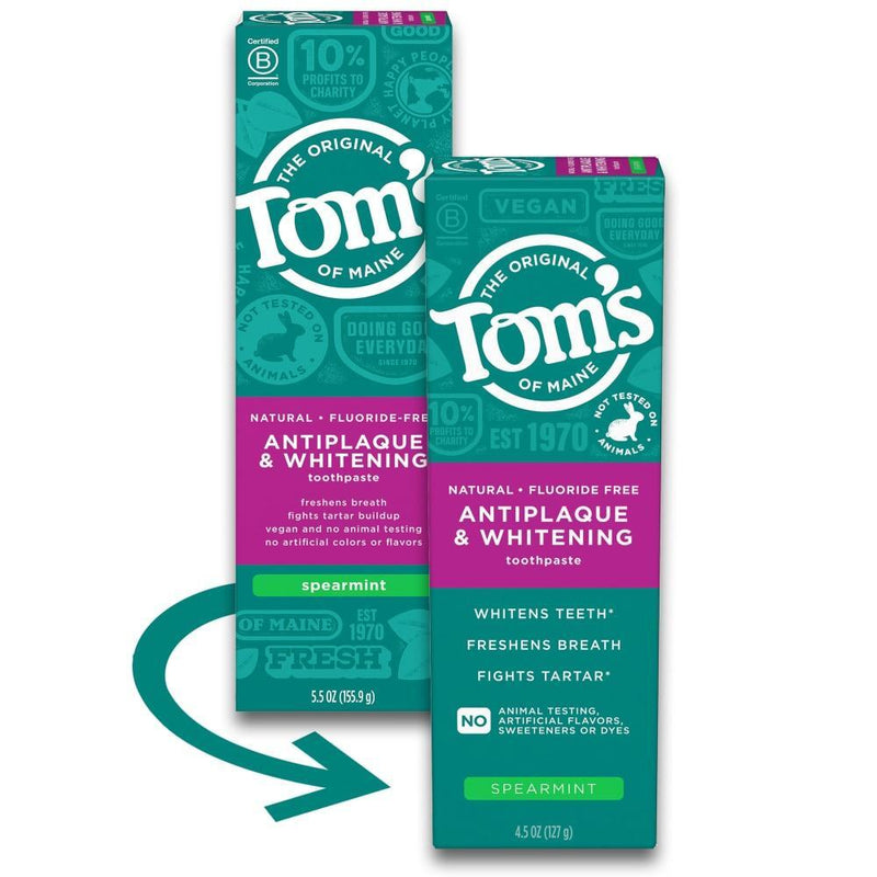 Tom's of Maine Tom's of Maine Fluoride Free Antiplaque & Whitening Spearmint Toothpaste 4.5 Oz Toothpaste White Smoke