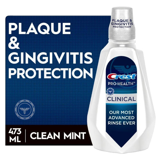 Crest Crest Pro Health Clinical Mouthwash, Gingivitis Protection, Alcohol Free, Deep Clean Mint Cpc (Cetylpyridinium Chloride) Antigingivitis/Antiplaque Oral Rinse, 473 M L 16 Fl Oz Mouthwash White Smoke